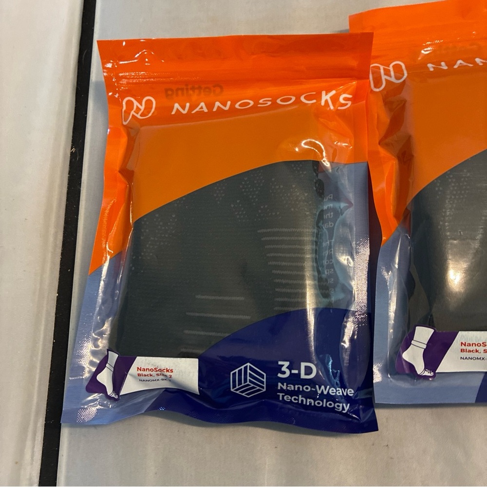 Nano 3D Nanosocks in Black and Orange Packaging - Picture 4 of 4